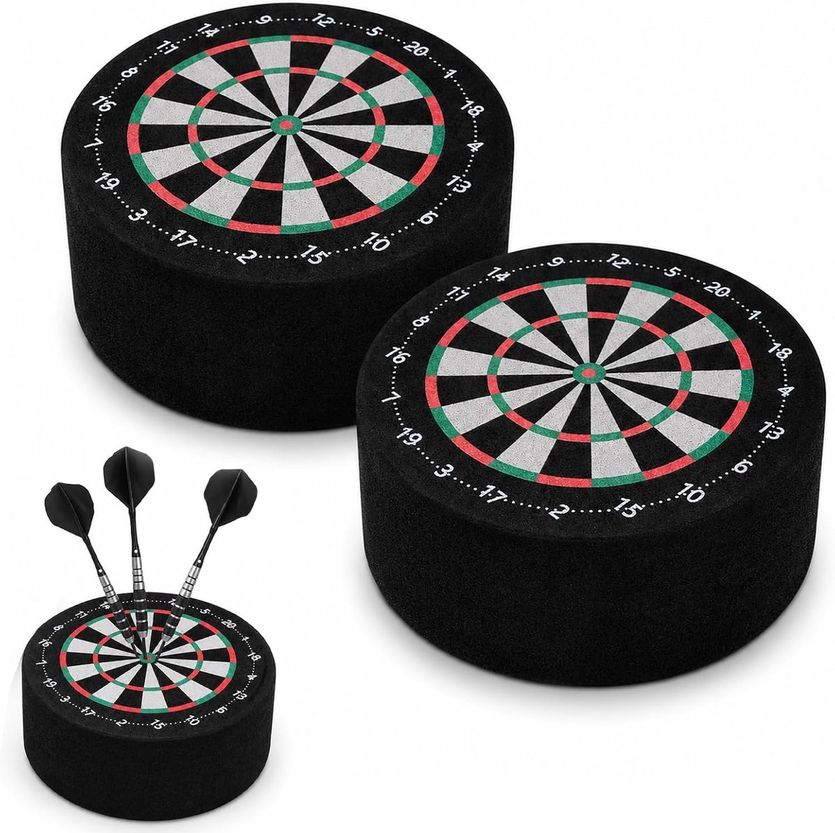 Mini-doelschijf 10 cm - dartpijlhouder zwart - 2 stuks - ruimtebesparend voor thuis - ShopVlot