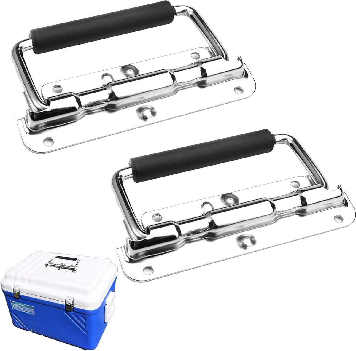 Vouwhandvatten 110 x 42 mm - RVS - Met veer - Voor veilige transport van dozen - ShopVlot