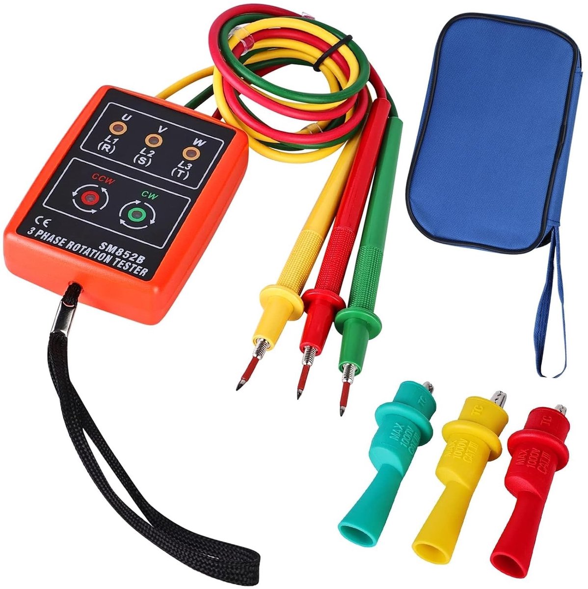 Set van Driefasige Spanningstester met Veiligheidsfunctie voor Elektrische Installatie en Onderhoud - Ideaal voor Professionele Technici en Doe-Het-Zelf Klussers