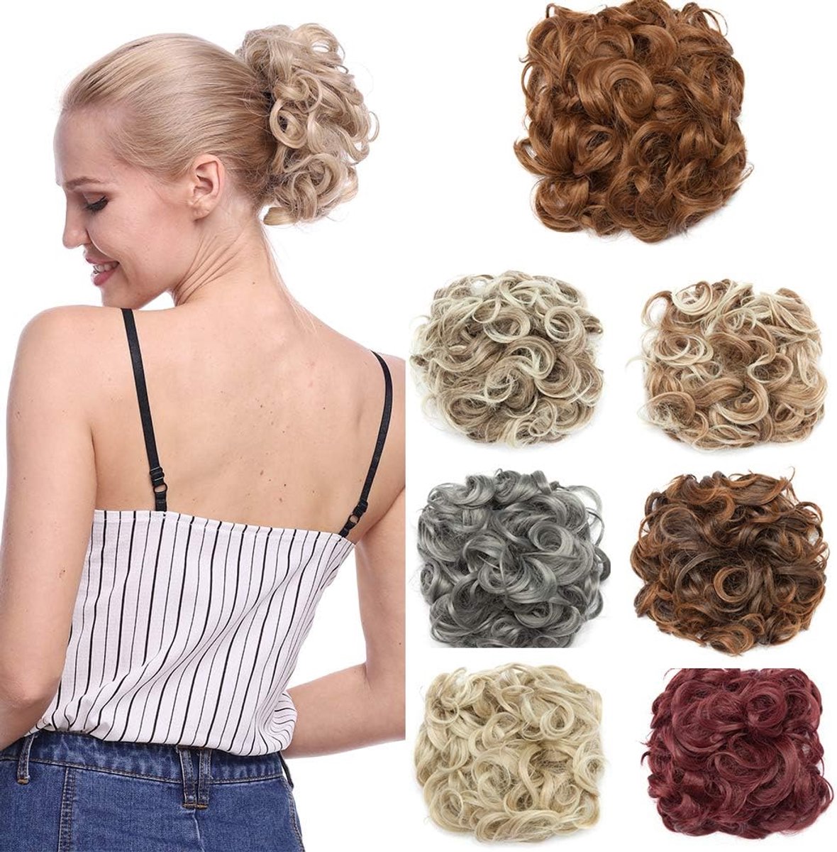 Haarextensions haarstuk bun - lichtbruin - echt haar - trendy updo - ShopVlot