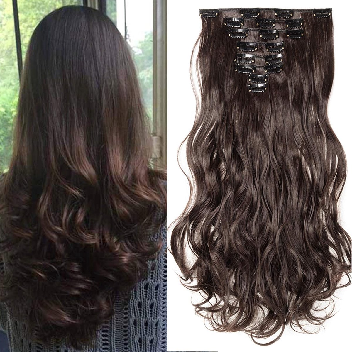 Clip-In Extensions Set van 8 - Wavy - Hoogwaardige hittebestendige vezels - Voor een volumineuze look - ShopVlot