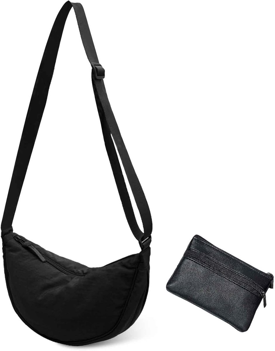 Dumpling Bag Schoudertas - Zwart Nylon - Waterproof en Lichtgewicht - Ideaal voor Dagelijks Gebruik - ShopVlot