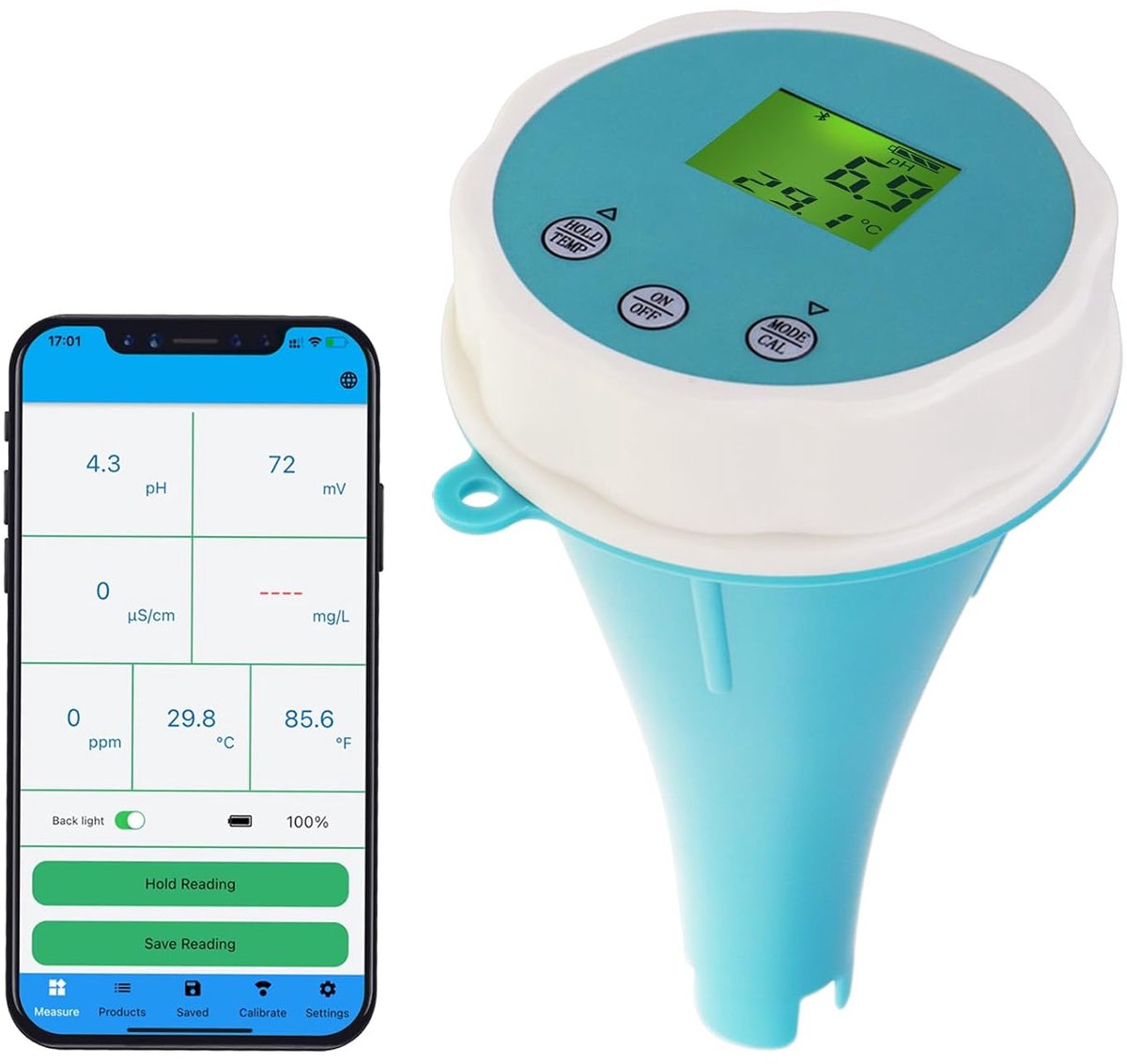 Digitale drijvende watermonitor 6-in-1 - Bluetooth - Real-time metingen - Ideaal voor zwembad en spa - ShopVlot