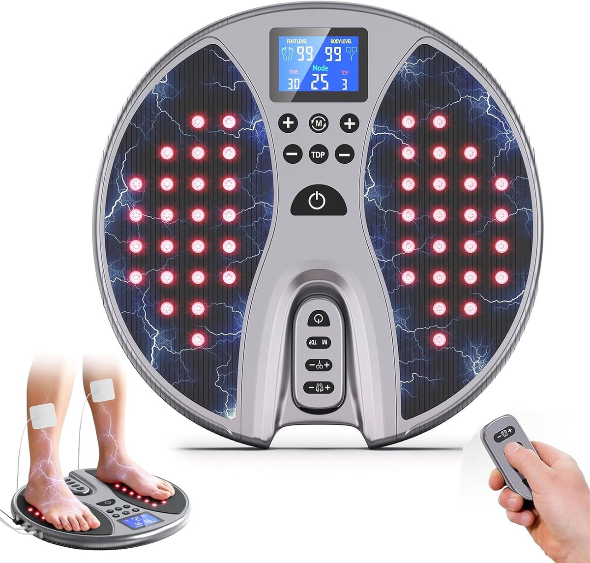 Doorbloedingsstimulator voor voeten en benen - 25 modi en 99 intensiteiten - EMS en roodlichttherapie - ShopVlot