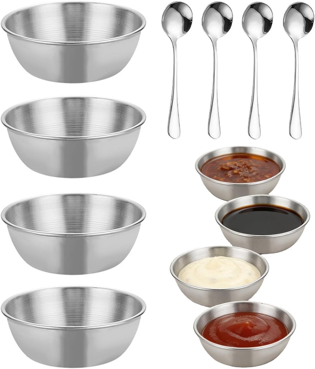 Mini sauskommen 8,2cm - roestvrij staal - ruimtebesparend stapelbaar - perfect voor kruiden en sauzen - ShopVlot