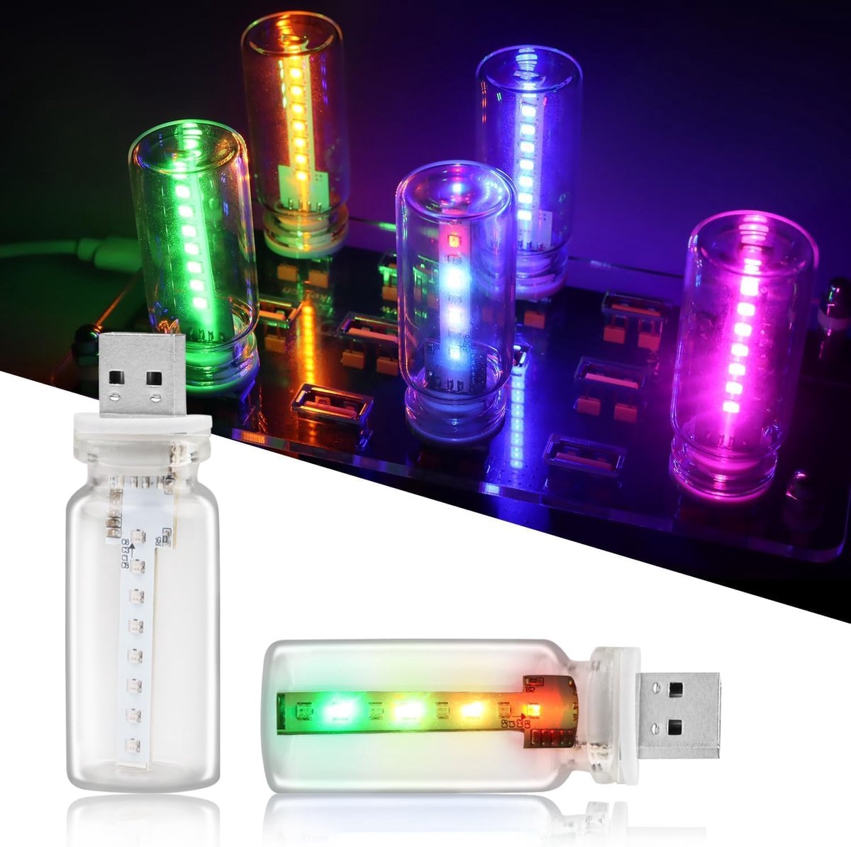 Auto-USB-verlichting mini-USB-licht - 13 modi - 7 kleuren - sfeerverlichting voor auto en camping - ShopVlot