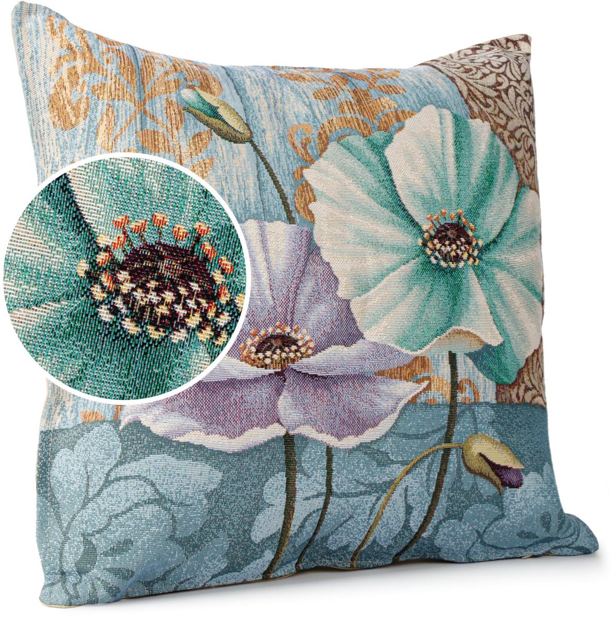 ANRO Sierkussen Wijnroos 45x45cm – Jacquard Gobelin Inclusief Vulling Bank Woonkamer Decoratief