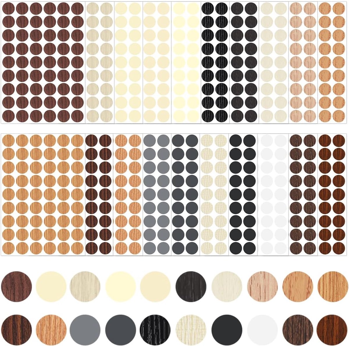 Schroefdeksels 21 mm - Zelfklevend - 20 Kleuren - Bedek schroefgaten en krassen - ShopVlot