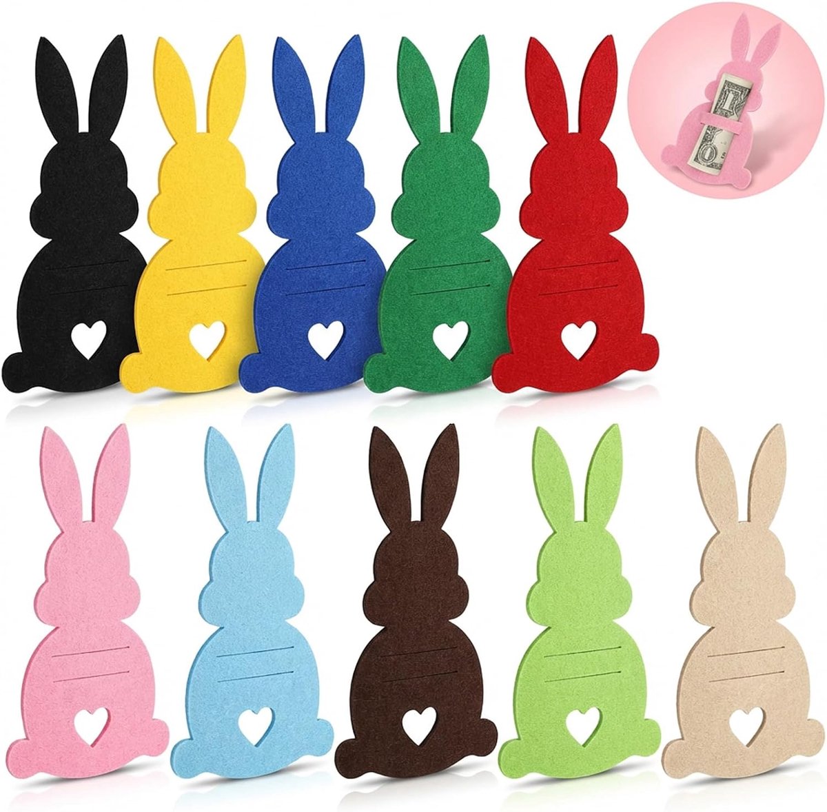 Geldcadeau verpakking - 10 stuks paashaas - vilt - creatieve geschenken voor Pasen - ShopVlot