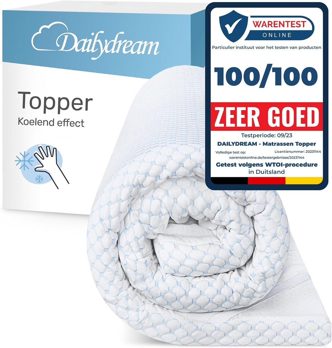 Matras topper 160x200 cm - Visco-elastisch - Cool Touch - Unieke drukverdeling voor optimale ondersteuning - ShopVlot