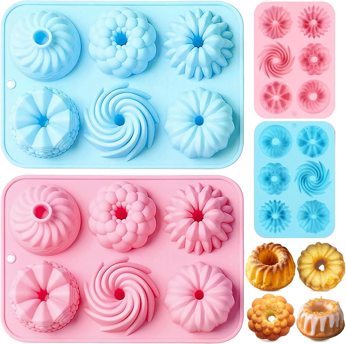 Mini silicone turban vorm - 6 holtes - herbruikbaar - ideaal voor muffins en bagels - ShopVlot