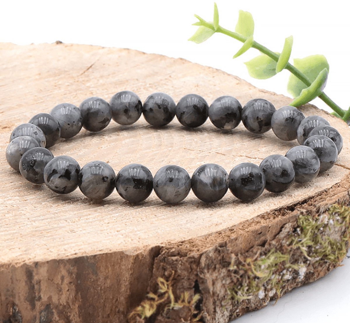 Edelsteen Armband met Larvikiet 8 mm