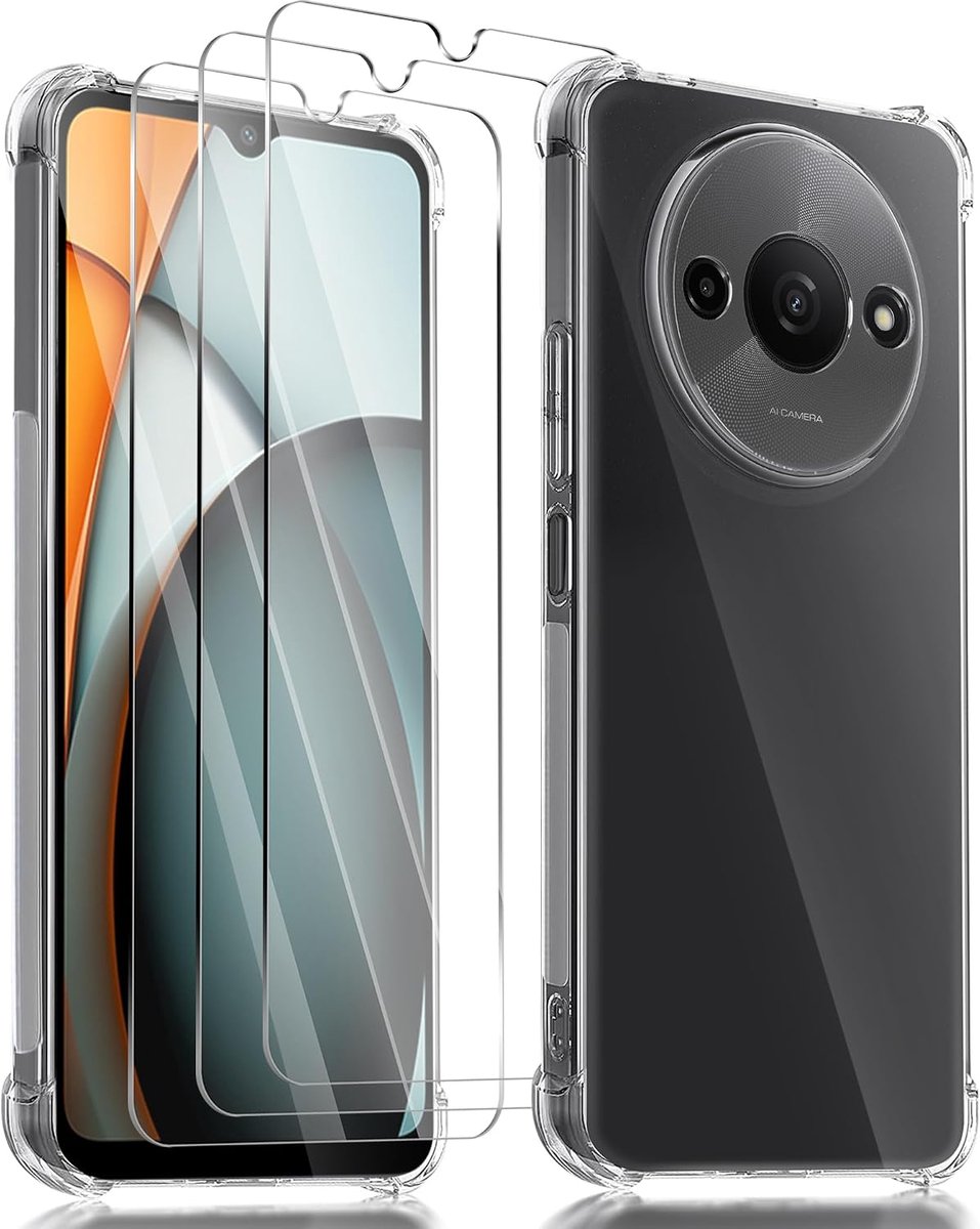 NEWZEROL Case + 3 Pack Tempered Glass Compatible for Redmi A3 Case, Anti-Scratch 9 High Resolution, Screen Protector - ShopVlot