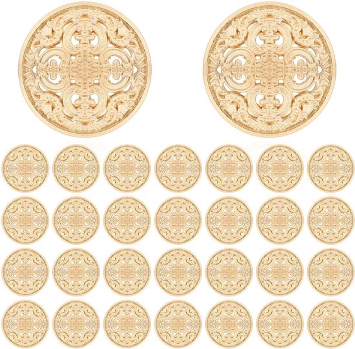 Ronde metalen holle knopen set van 30 stuks, ideaal voor jassen, broeken en naaiprojecten, vintage accent knopen voor kleding en truien