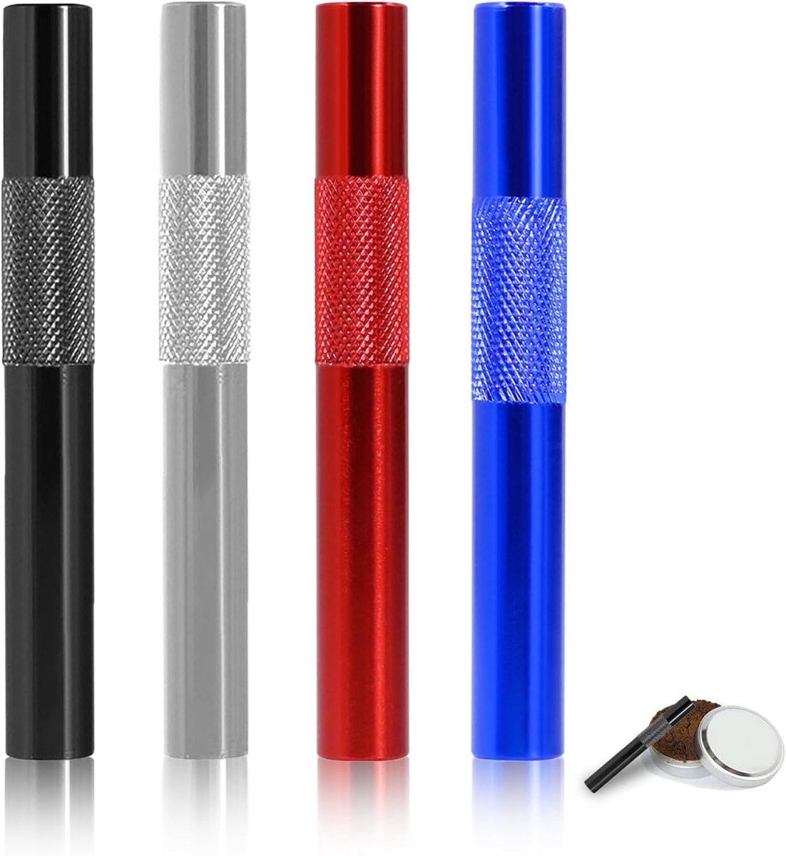 4 pieces pull tubes, metal straws, black, silver, red, blue, reusable, portable straw, metal tube - ShopVlot