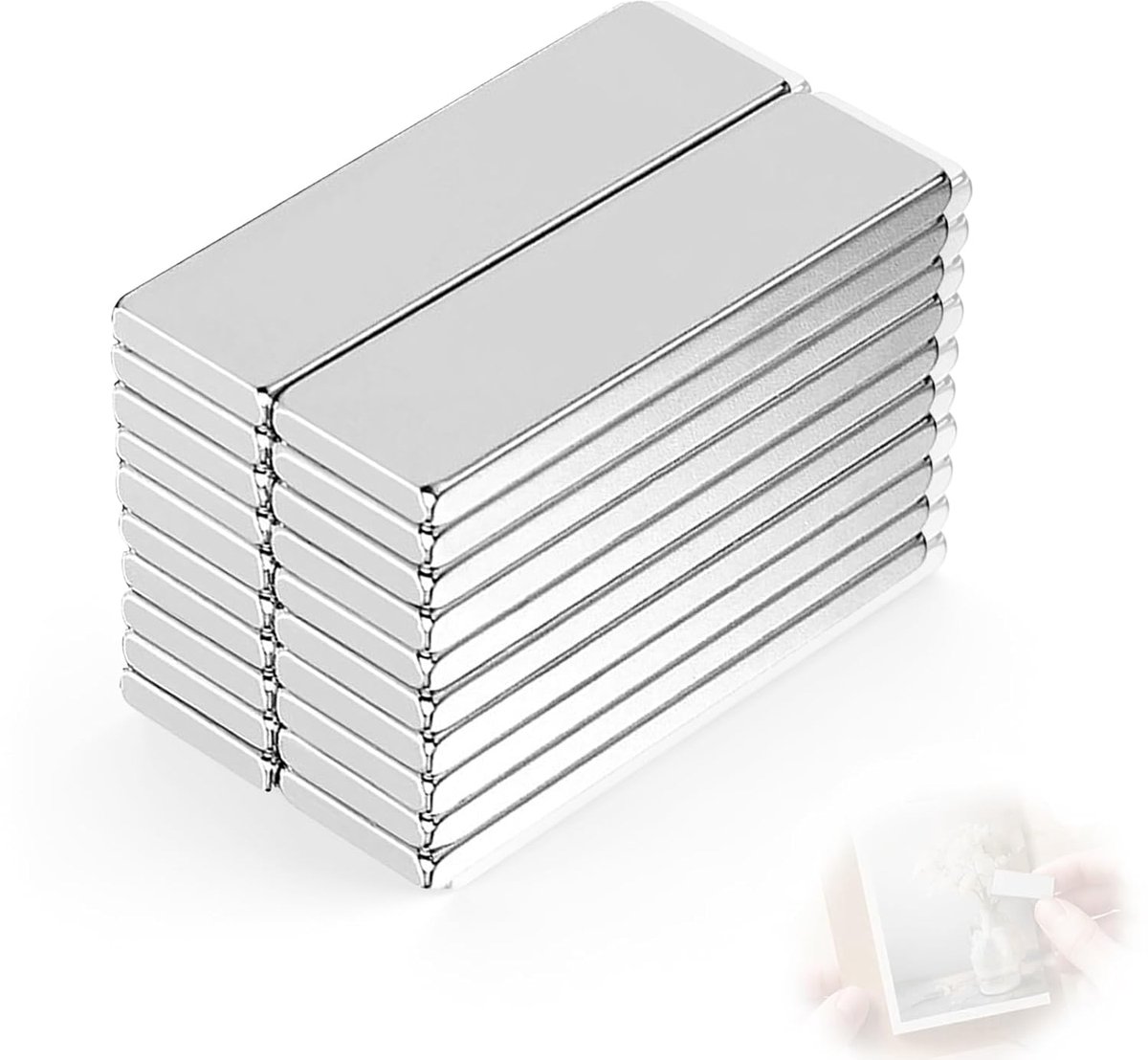 Neodymium magneten, zelfklevend, 30 x 10 x 2 mm, 20 stuks - 20 stuks 30 x 10 x 2 mm, NdFeB zeer sterk, zelfklevend - ShopVlot