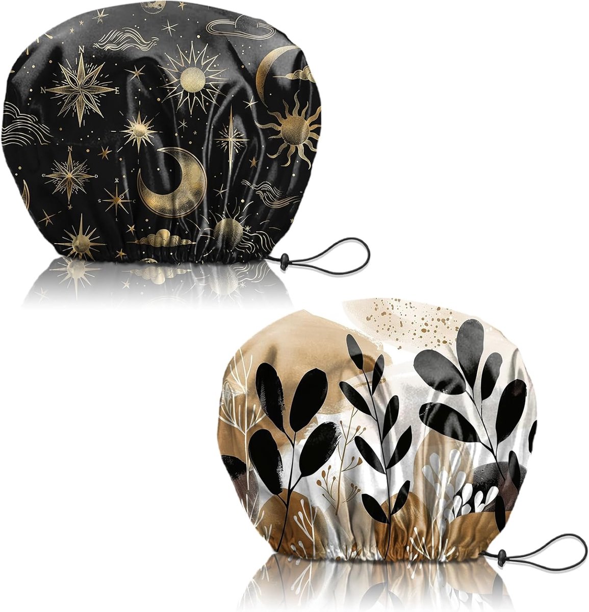 2PCS Shower Cap Reusable Large Waterproof Adjustable Double Layer Elastic Dry Hair Bathing Caps Aesthetic Cute For - ShopVlot