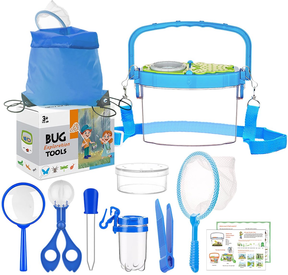 GmeDhc Kinder Ontdekkingsset - Insectenbox, Loep, Vangnet, Rugzak, Buitenspeelgoed voor Jongens en Meisjes van 3 tot - ShopVlot