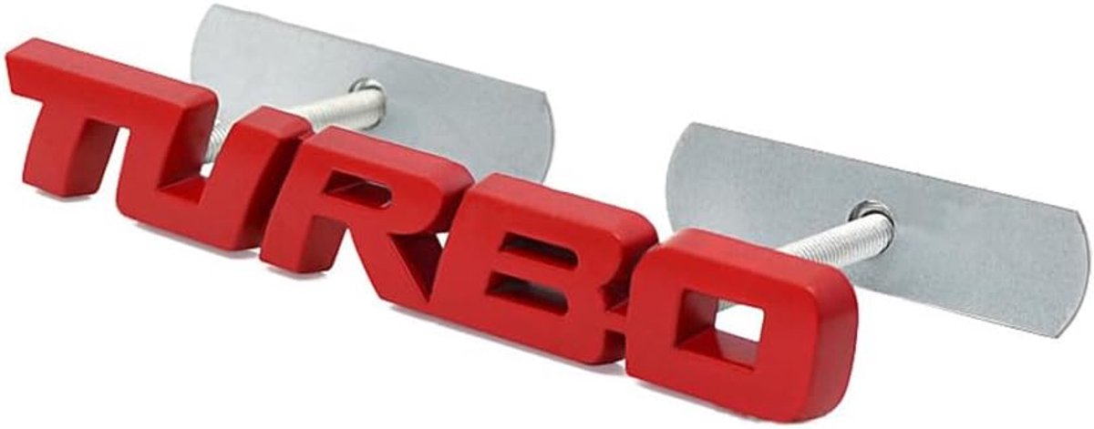 Grille Turbo Logo Auto Auto Front Embleem 3D Metalen Badge Sticker Sticker (Rood) - ShopVlot