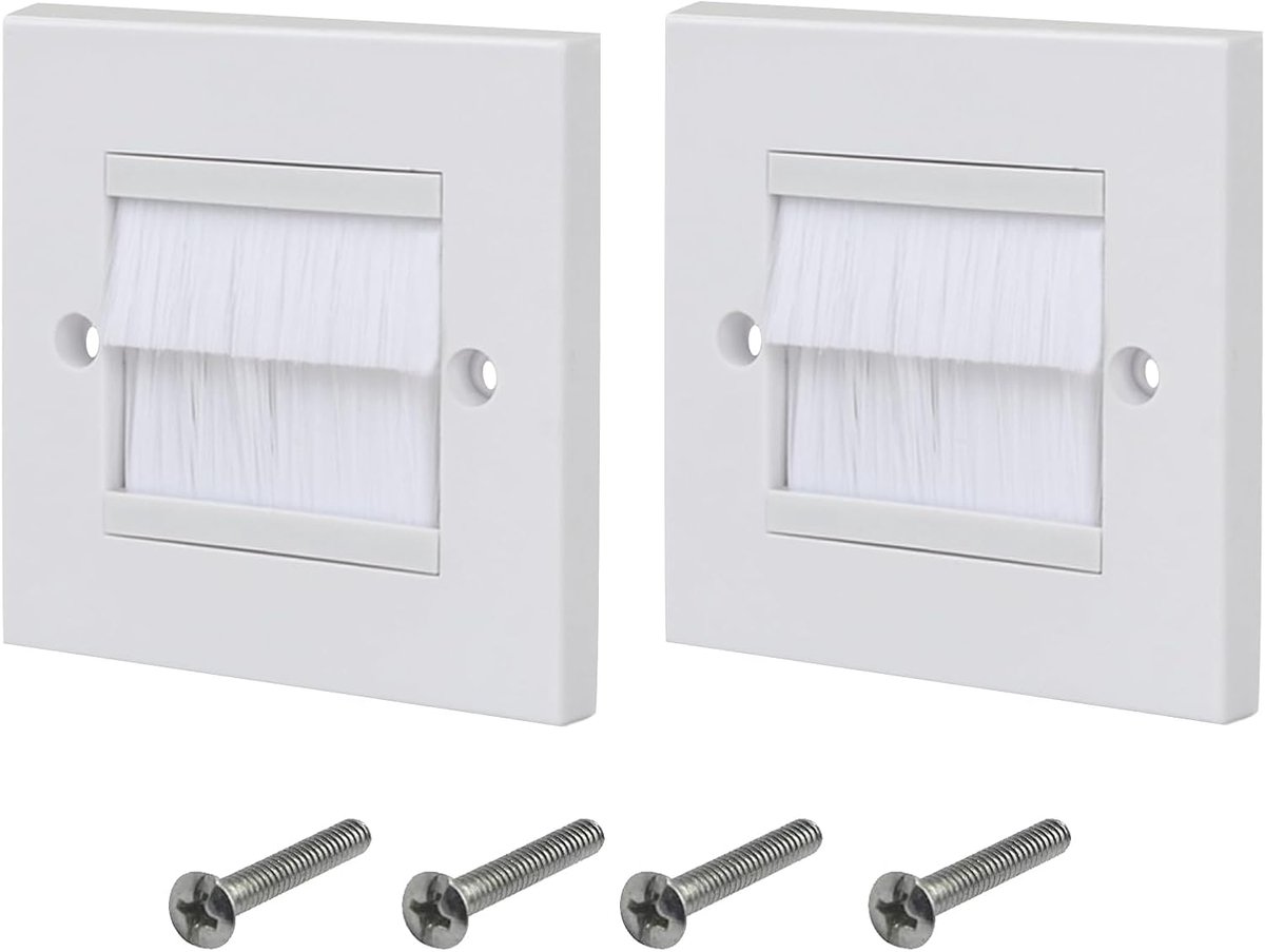 Set van 2 kabeldoorvoertule borstelplaat inbouw wandafdekking - ShopVlot