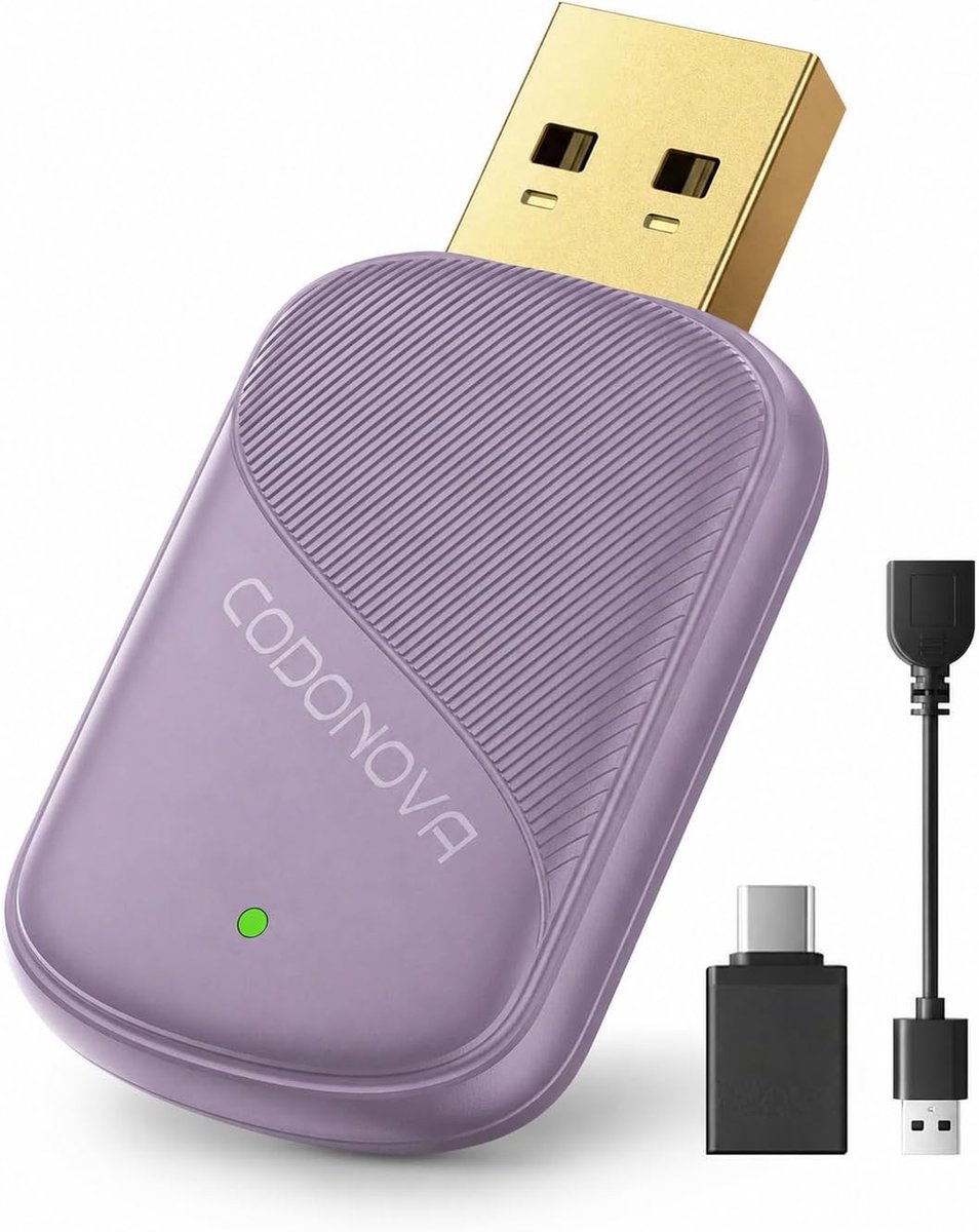 Mini CarPlay draadloze adapter, metaal, USB-A/C, geen latentie, snel en stabiel, 5 GHz wifi, compatibel met iPhone - ShopVlot