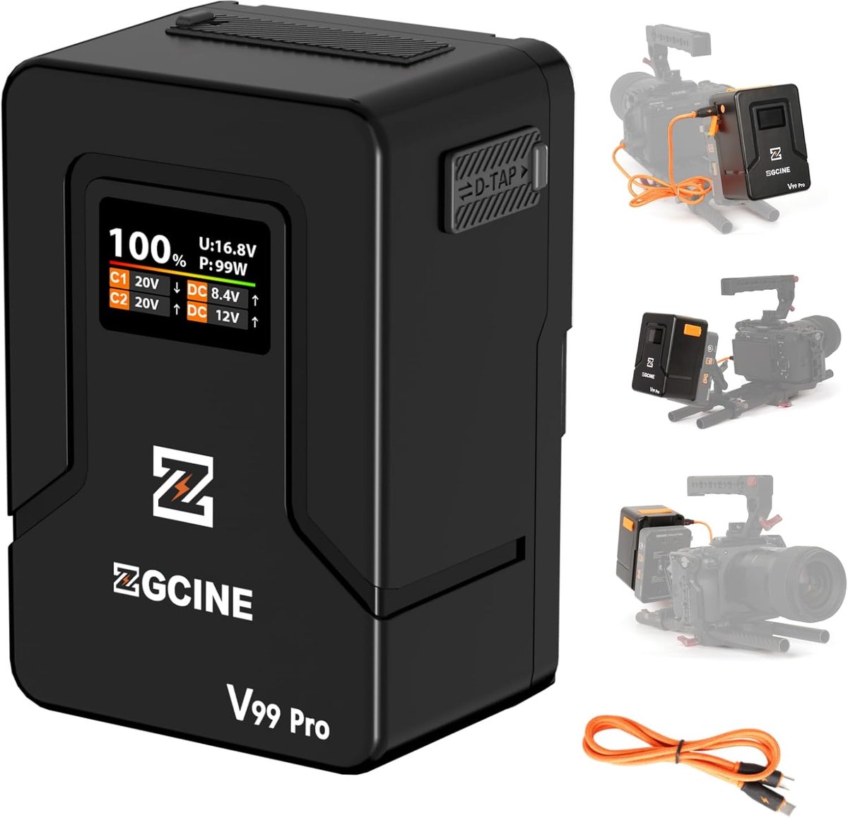 ZGCINE ZG-V99Pro V-Mount Battery 14.8V 99.9Wh 6400mAh PD USB-C 100W Fast Charging with D-Tap BP USB Ports for Cameras - ShopVlot