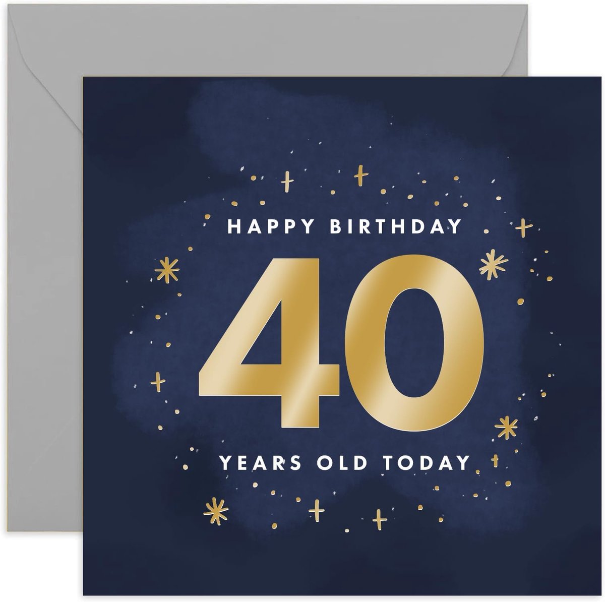 Old English Co. 40 Today Birthday Card for Husband or Wife - Gold Foil Sparkle Stars Birthday Card for Him or Her - ShopVlot
