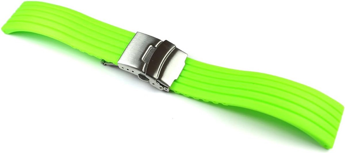 Green KAUTSCHUK Silicone Bracelet Diver Diver 24mm Folding Clasp, Black, band ring - ShopVlot