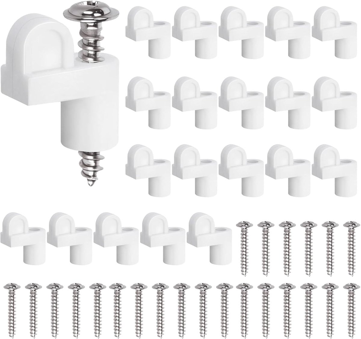 SnelShoppen - 24 Stuks 3/8 Inch Raamscherm Clips en Storm Raam Bevestigers, Wit, Voor Bevestigen van Raamschermen en Stormdeur Panelen, Ideaal voor Wo