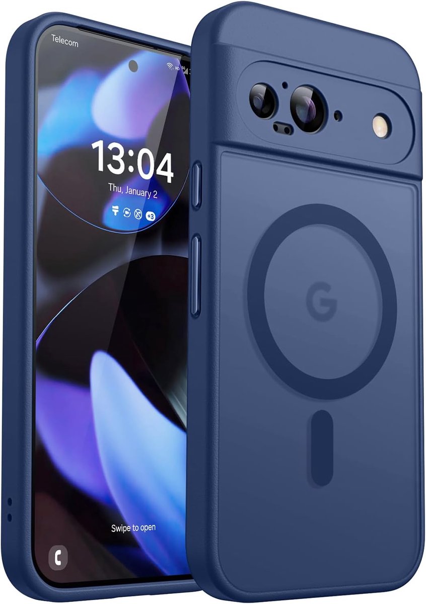 Mobiel hoesje 6.3 inch - diepblauw - transparante matte achterkant - optimale camera bescherming - ShopVlot