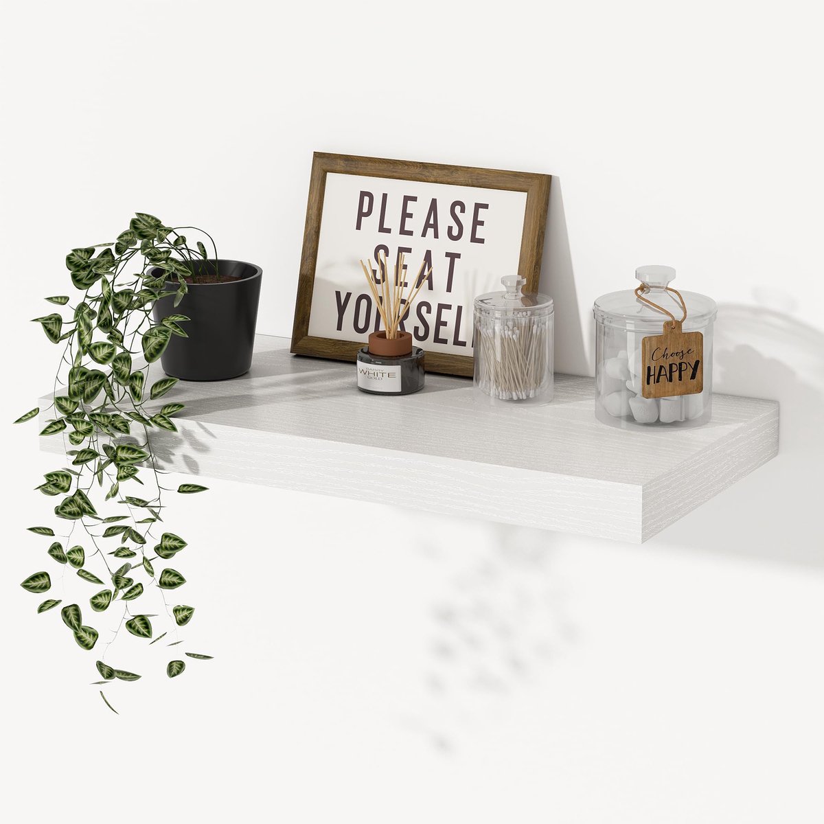 Zwevende planken 29,5 cm diep - Houten wandplank 40 cm - Witte plank voor opslag - Perfect voor keuken en badkamer - ShopVlot