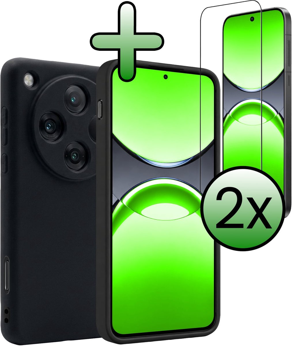 Hoesje Met 2x Screenprotector - Geschikt voor OPPO Find X8 Pro - Sterk & Shockproof - Back Cover - Siliconen Case - Telefoon Hoes - Zwart