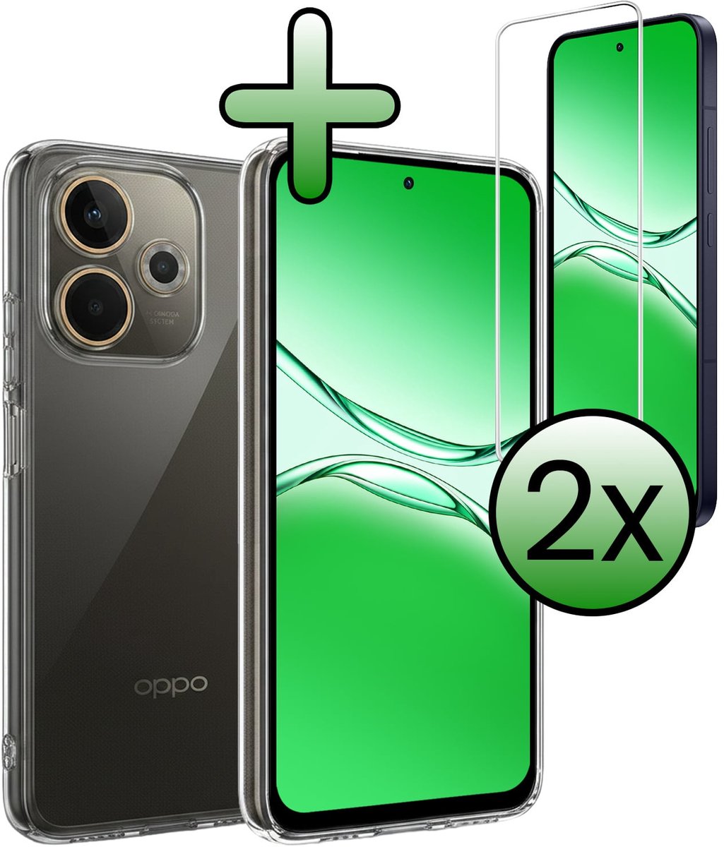 Hoesje Met 2x Screenprotector - Geschikt voor OPPO A5 Pro - Sterk & Shockproof - Back Cover - Siliconen Case - Telefoon Hoes - Transparant