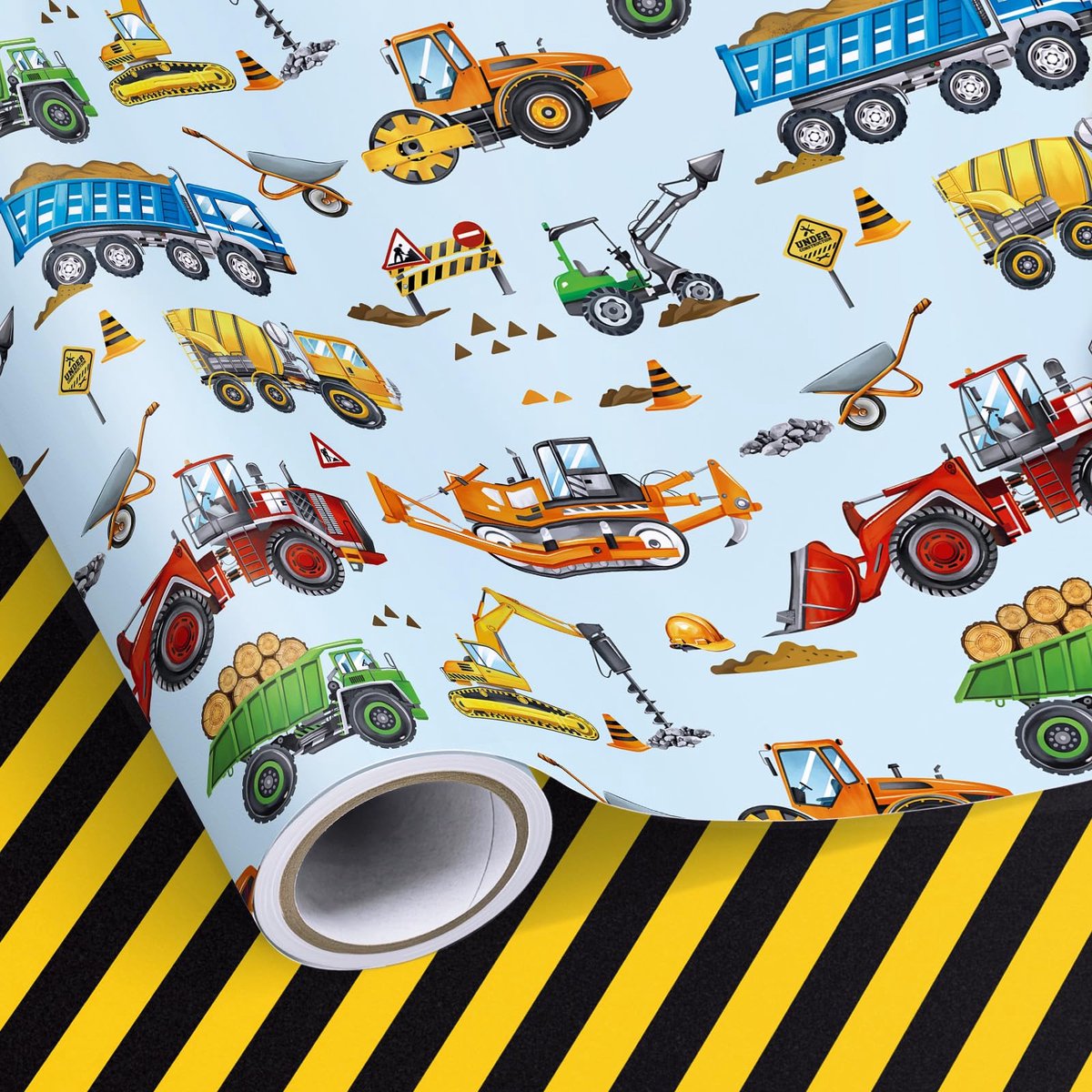 Inpakpapierrol 43 cm x 10 m - Omkeerbare gele en zwarte streep - Perfect voor kinderen - ShopVlot