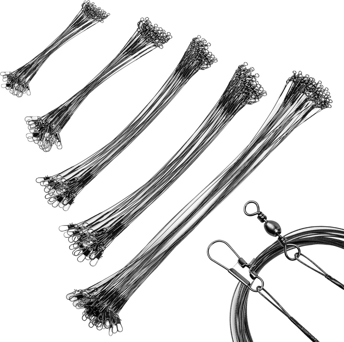 Stalen voorvakken 100 stuks - 10-30 cm - zwart - voor snoekvissen - ShopVlot