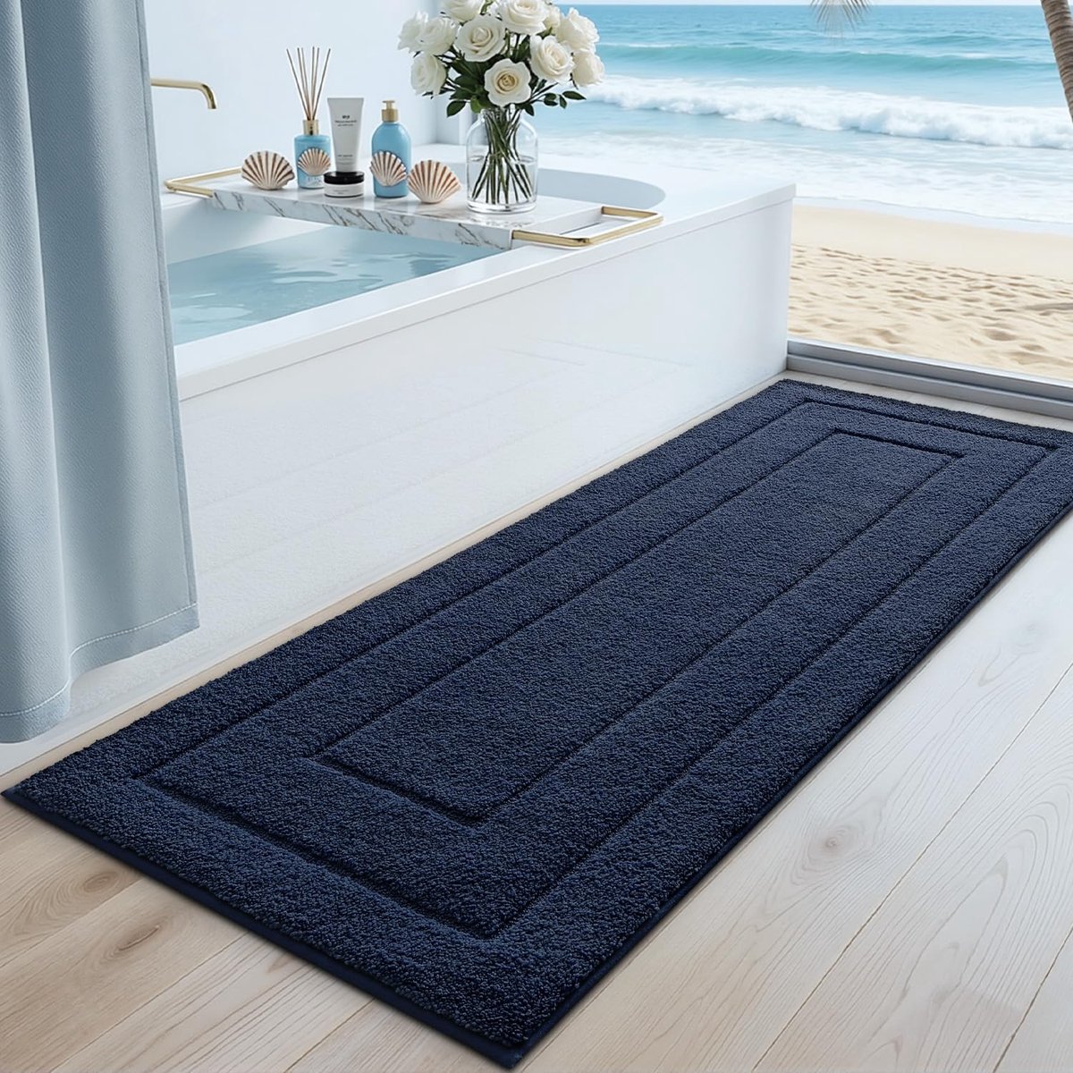 Badmat 60 x 150 cm - Antislip Zacht - Waterabsorberend - Ideaal voor douche en bad - ShopVlot