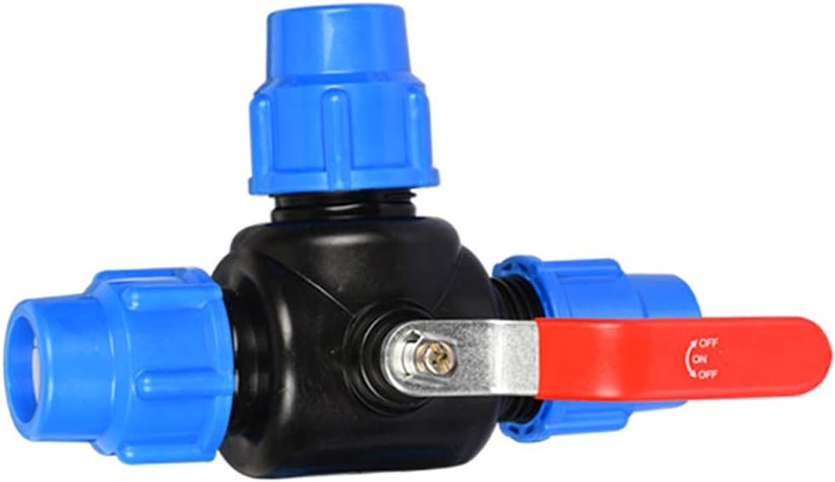 3 weg klem schroefverbinding lepel kogelklep 25mm - PP fitting - lekbestendig - ideaal voor koud water - ShopVlot