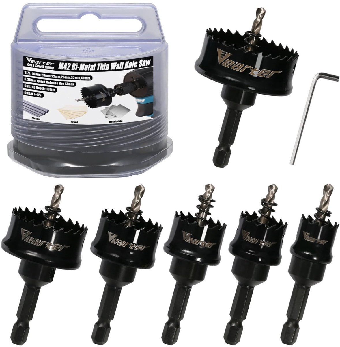 Gatenzaagset 16-40 mm - Bi-metalen kobalt M42 - 6 stuks - Geschikt voor hout en metaal - ShopVlot