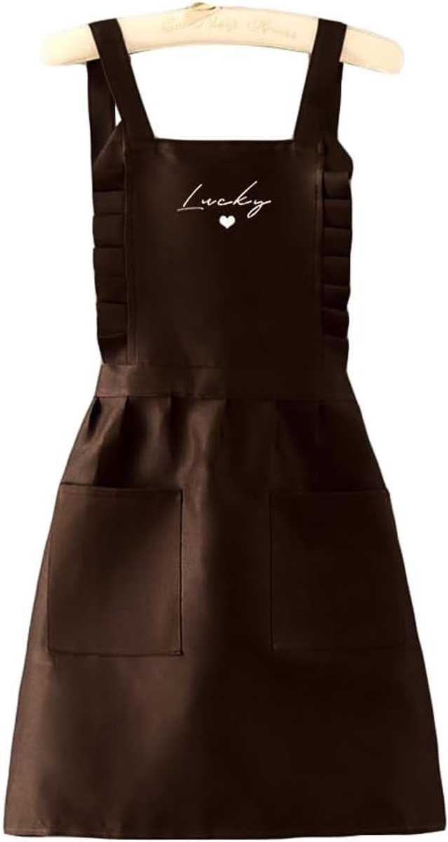 Kitchen Apron for Women, Cooking Apron with 2 Pockets, Canvas Chef Apron for Baking, Gardening, Cleaning, Painting - ShopVlot