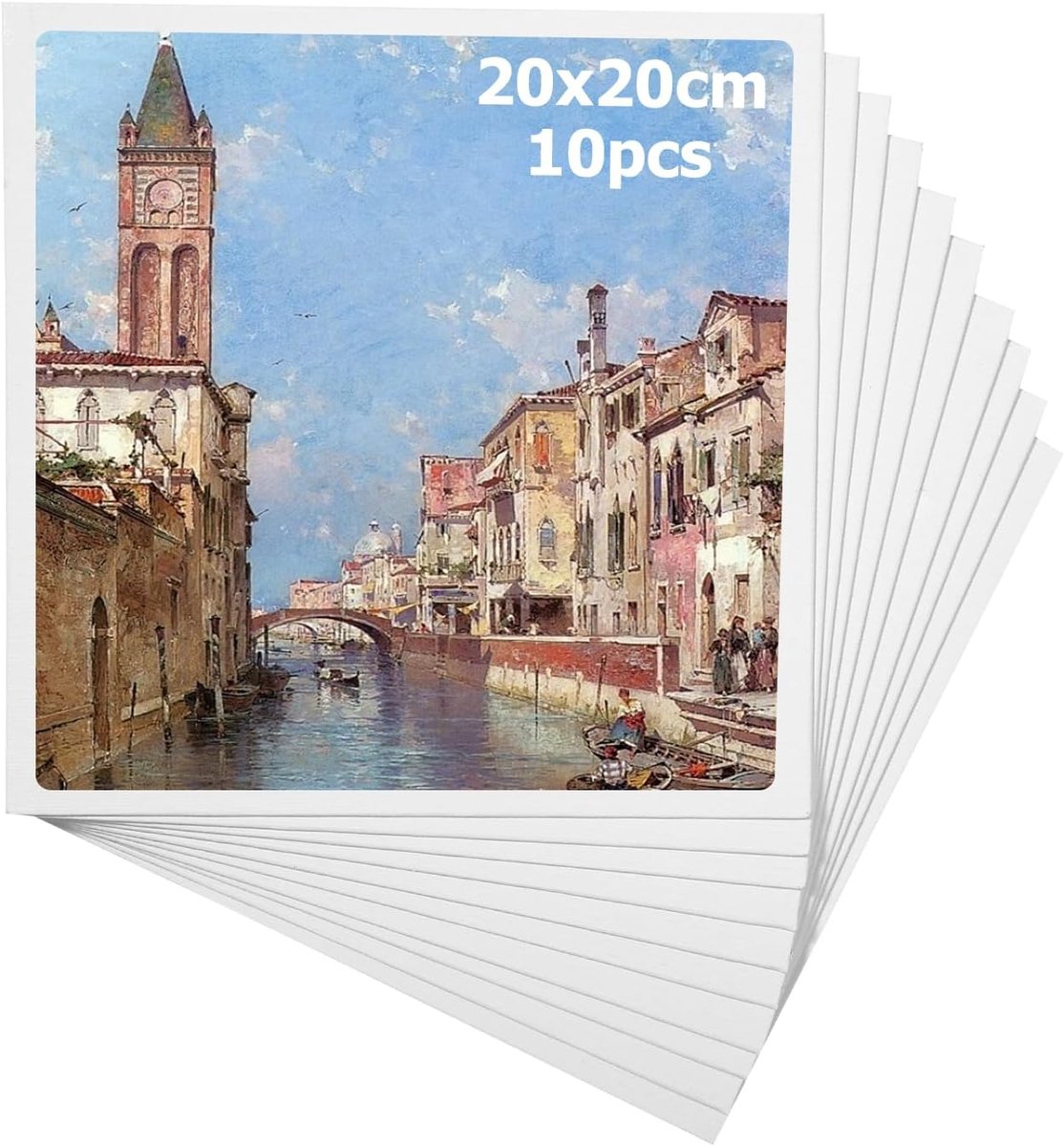 Canvas voor Schilderen 20 x 20 cm - Set van 10 Stuks - Duurzaam Materiaal - Geschikt voor Diverse Verfsoorten - m-winkel