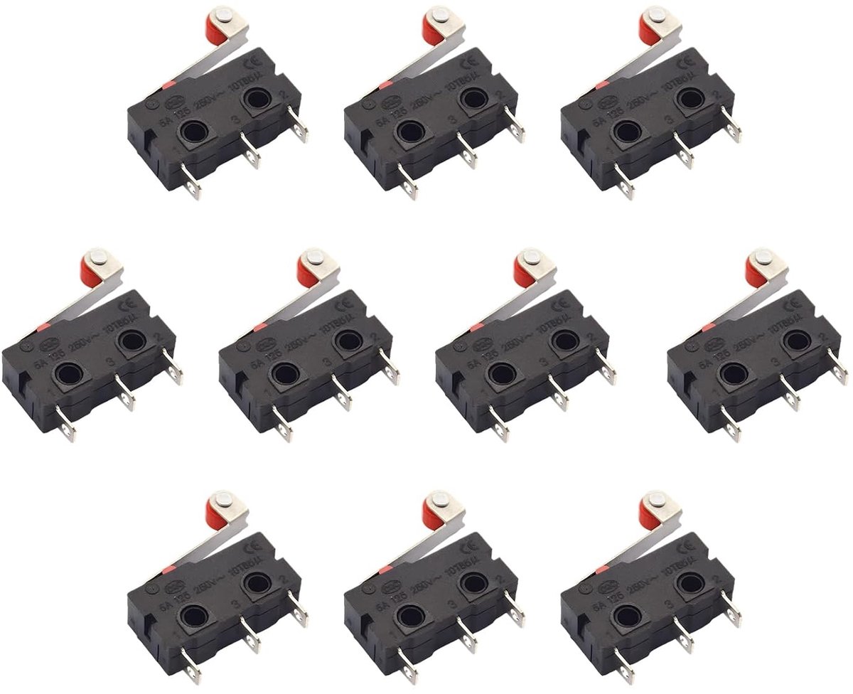Micro schakelaars 10 stuks - SPDT 220V 5A - mini schakelaar met hefboom - ideaal voor automatisering - ShopVlot