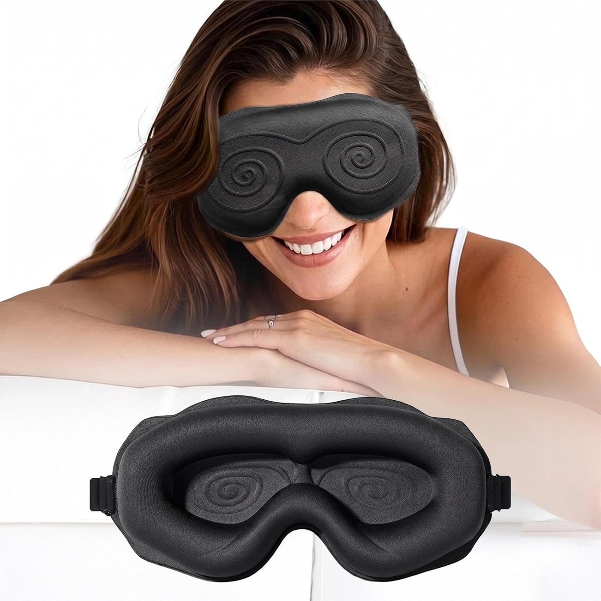 Slaapmasker 3D-ergonomie - Zwart - Verduisterend - Ideaal voor zijslapers - ShopVlot