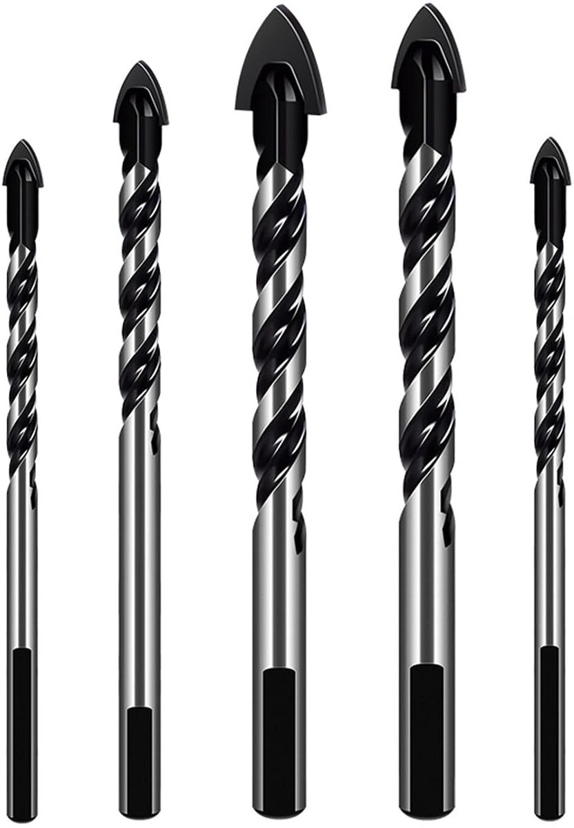Boormachine set 5-delig - 6 mm, 8 mm, 10 mm, 12 mm - diamant, hout, keramiek, glas - veelzijdig voor klussen - ShopVlot