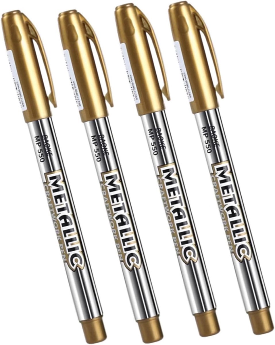 Gouden metallic marker pen - 4 stuks - hoge pigmentatie - ideaal voor creatieve projecten - ShopVlot