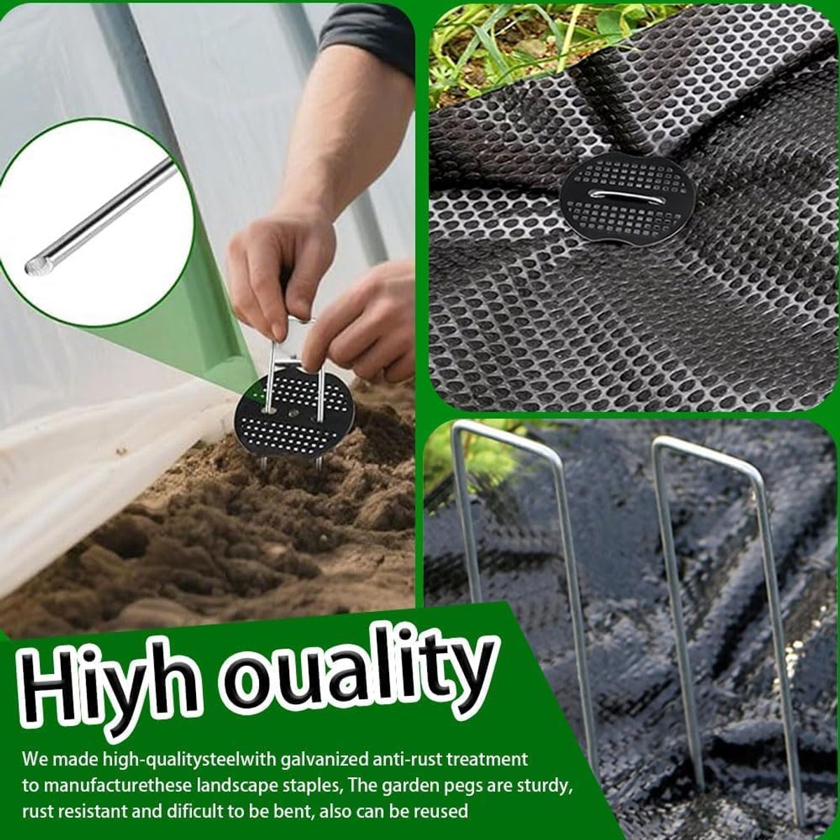 Tuinharingen 15 cm - verzinkt staal - 60 stuks met sluitringen - voor stevige bevestiging in de tuin - ShopVlot