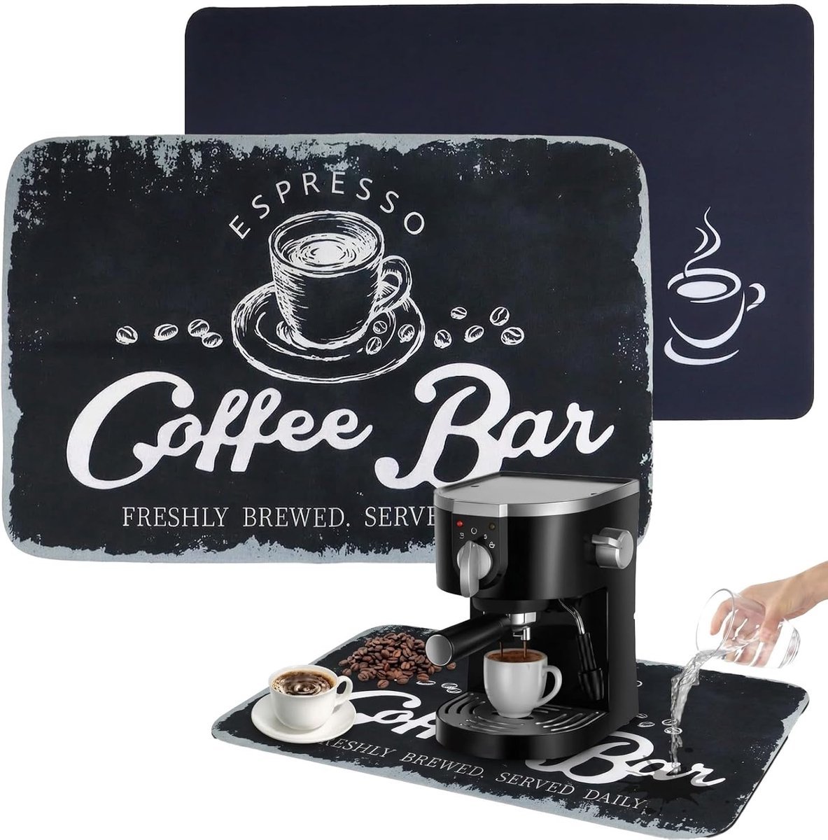 Onderlegger koffiemachine 2 stuks - afdruipmat - rubber - voorkomt vlekken - ShopVlot