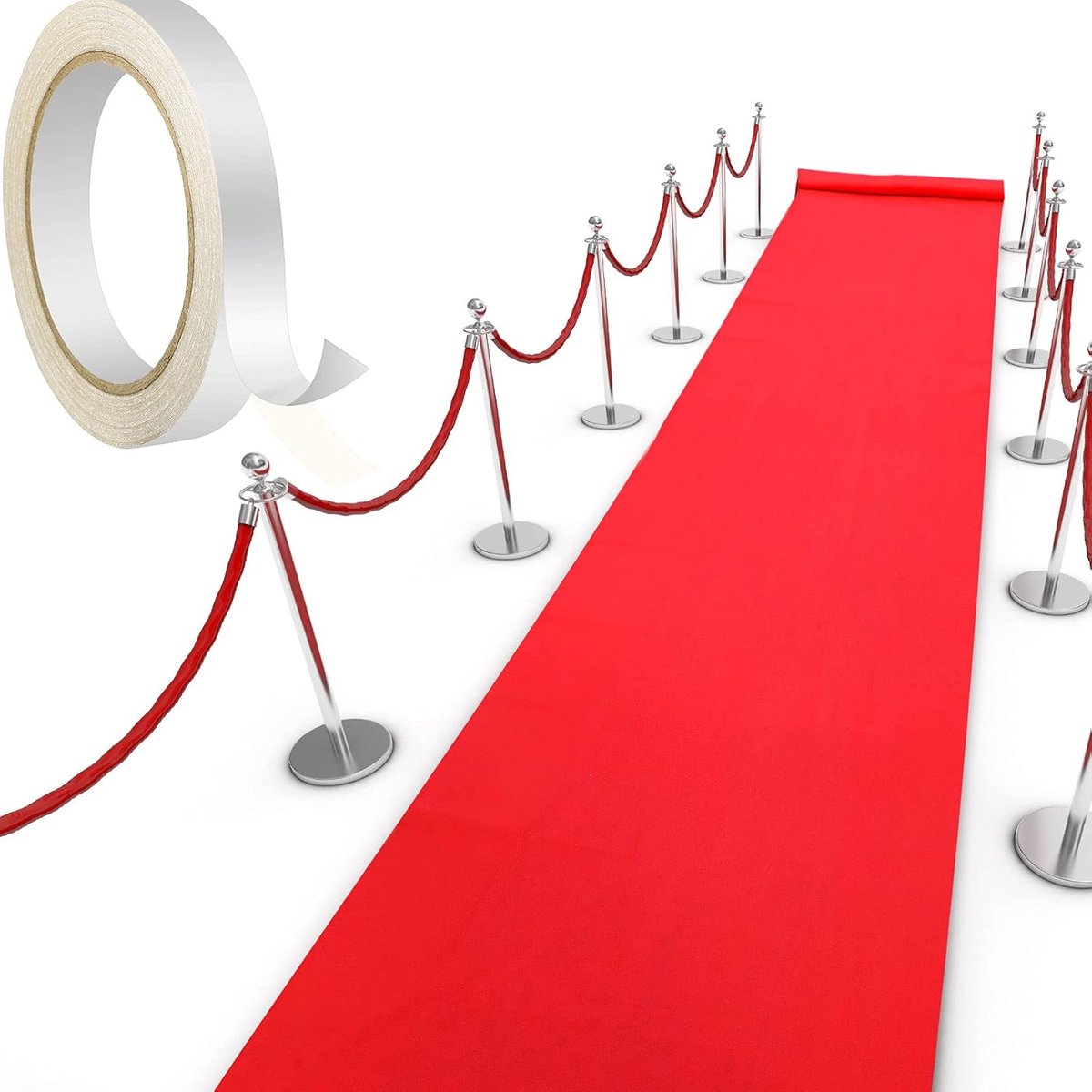 Loopmat 55 g/m² - Rood - Inclusief tapeband - Ideaal voor evenementen - ShopVlot