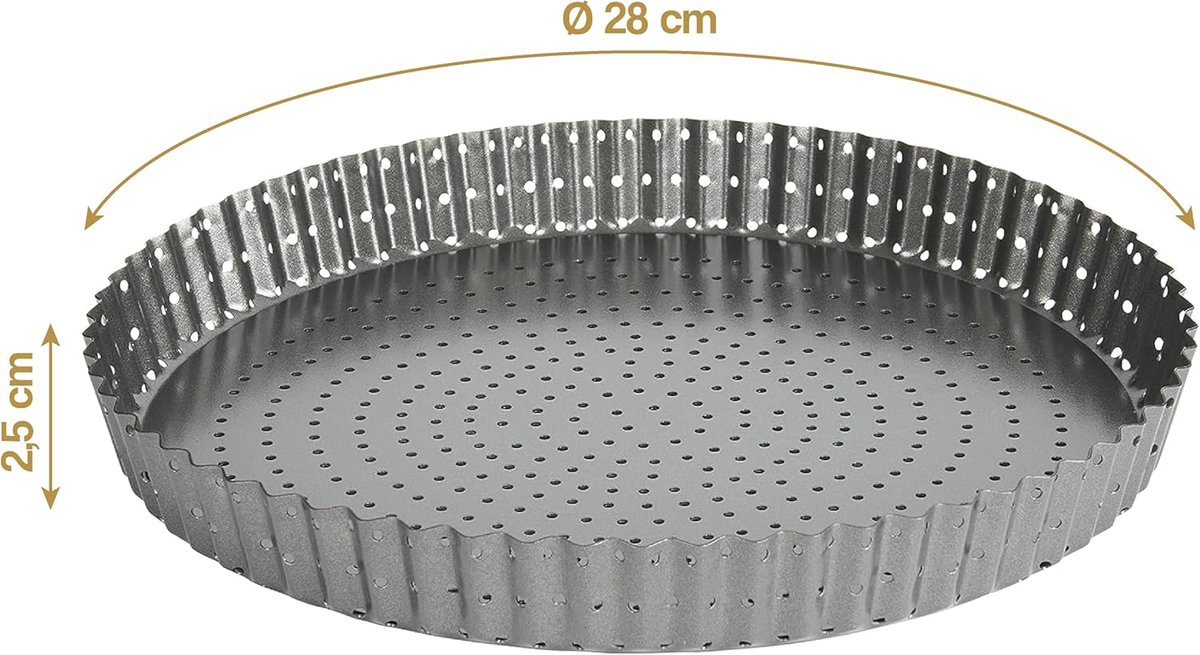 Taartvorm Ø 28 cm - Perforeerde taartvorm - Verwijderbare bodem - Gemakkelijk loslaten - ShopVlot