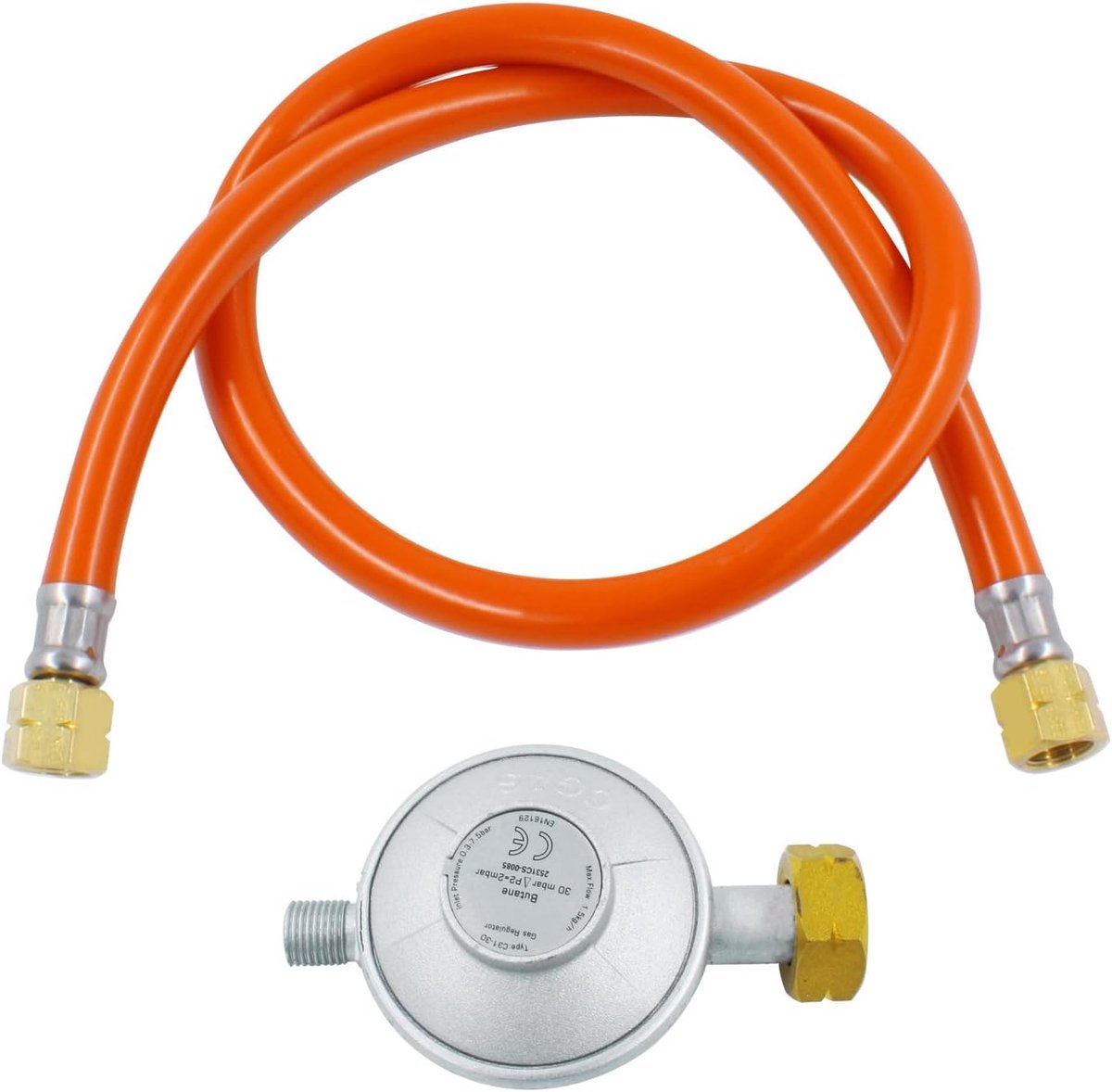 Gasdrukregelaar 50 mbar - 150 cm gasslang - 1/4" links - stabiele gasstroom voor barbecues - ShopVlot