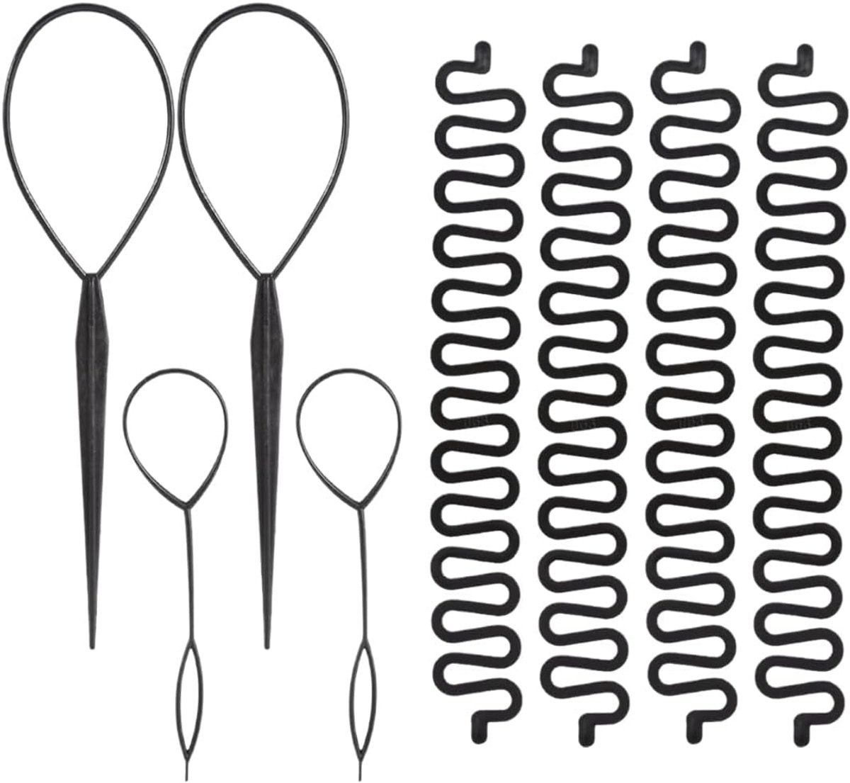 Vlechtgereedschap 8 stuks - kunststof - voor Franse kapsels - eenvoudig vlechten - ShopVlot